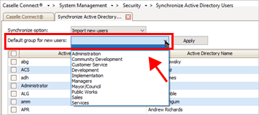 Default Group New Users box